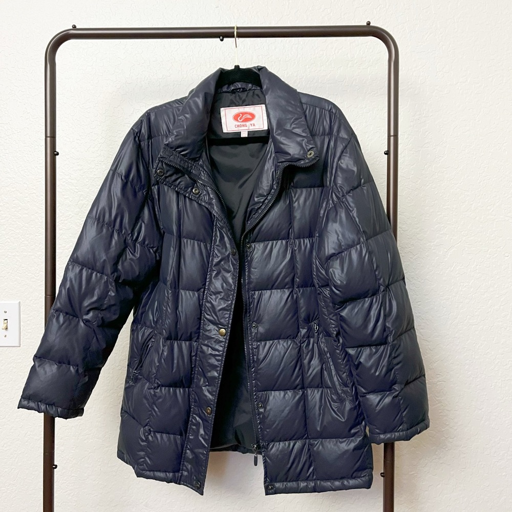 Navy Blue Quilted Puffer Jacket